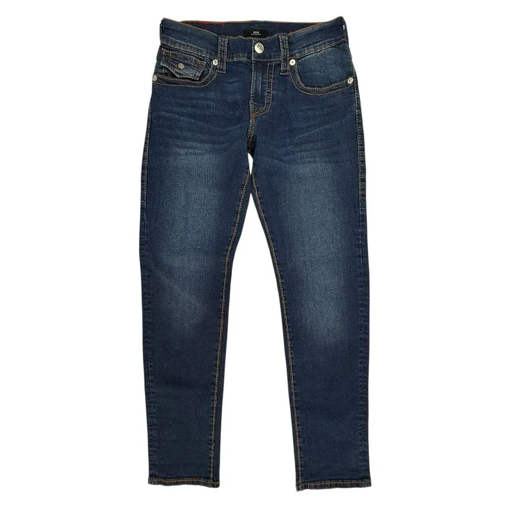 NEW True Religion Geno Big T Flap Slim Jean Men 29 Dark Roper Wash $199 Stretch